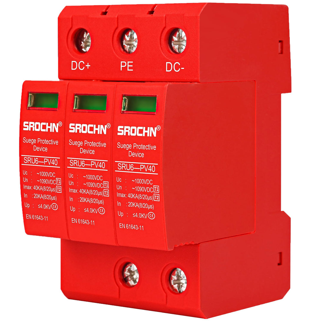 Warmfay Überspannungsschutz PV B+C (T1+T2) 3P 20-40KA, 1000V DC Photovoltaic Lightning Protector Nie