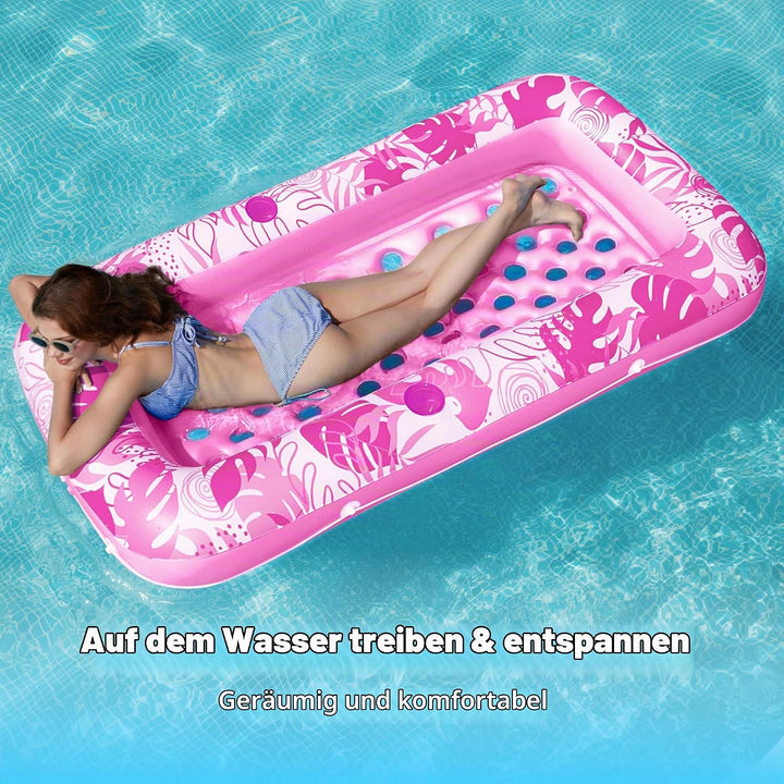 Sloosh 72"x38"/180x95 cm Luftmatratzte Pool für Erwachsene, aufblasbarer Sonnenpool mit Getränkehalt