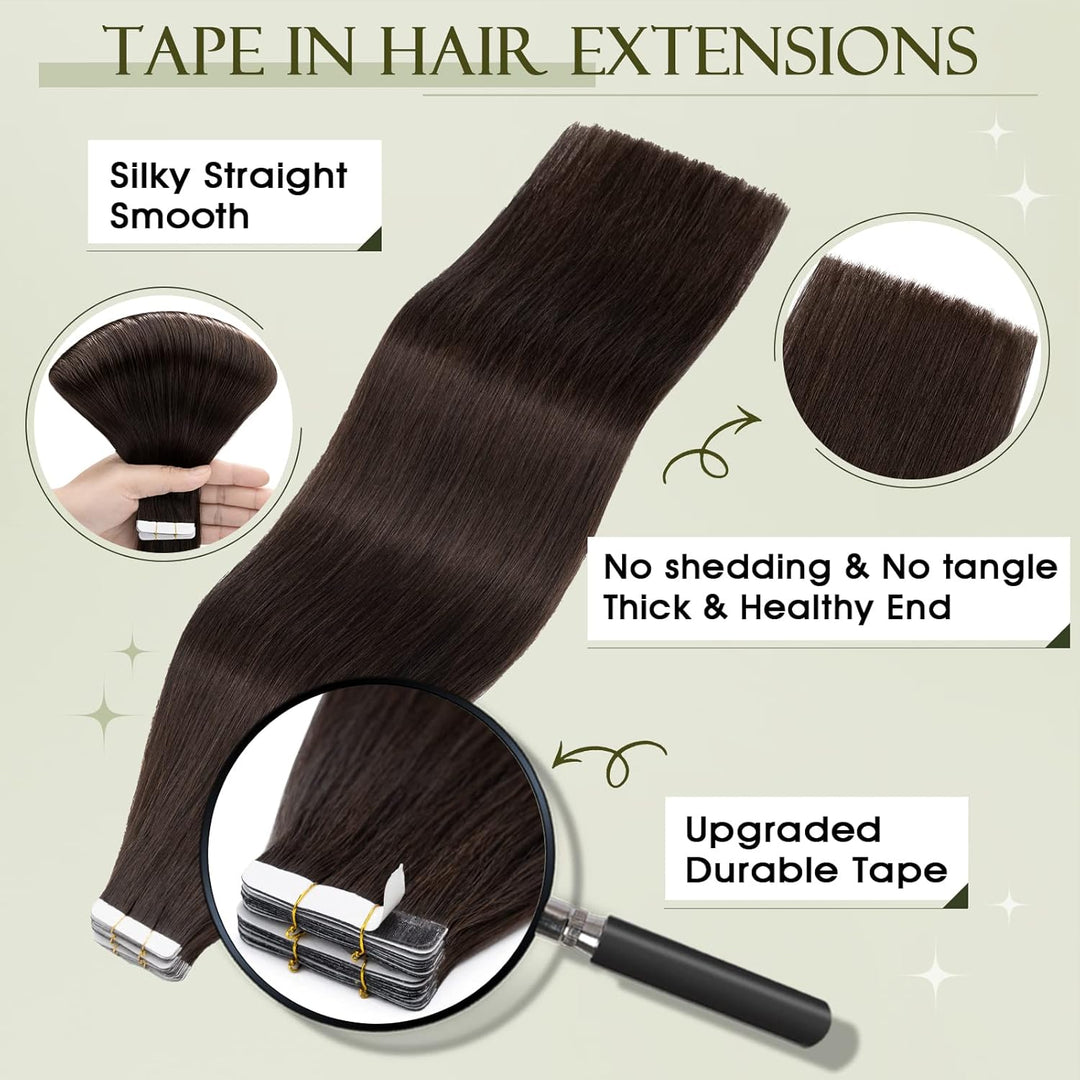 Benehair Tape in Extensions Echthaar, Invisible Tape Extensions Echt Haar, 20Pcs 30g Haarverlängerun