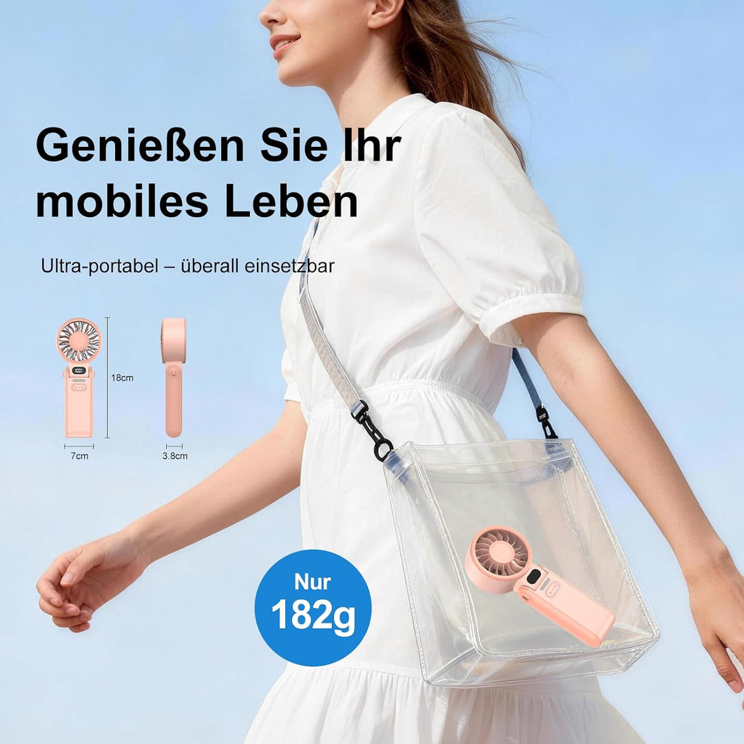 Handventilator 100 Stufen Leise Leistungsstark – Tragbarer Mini Ventilator USB Wiederaufladbar mit L