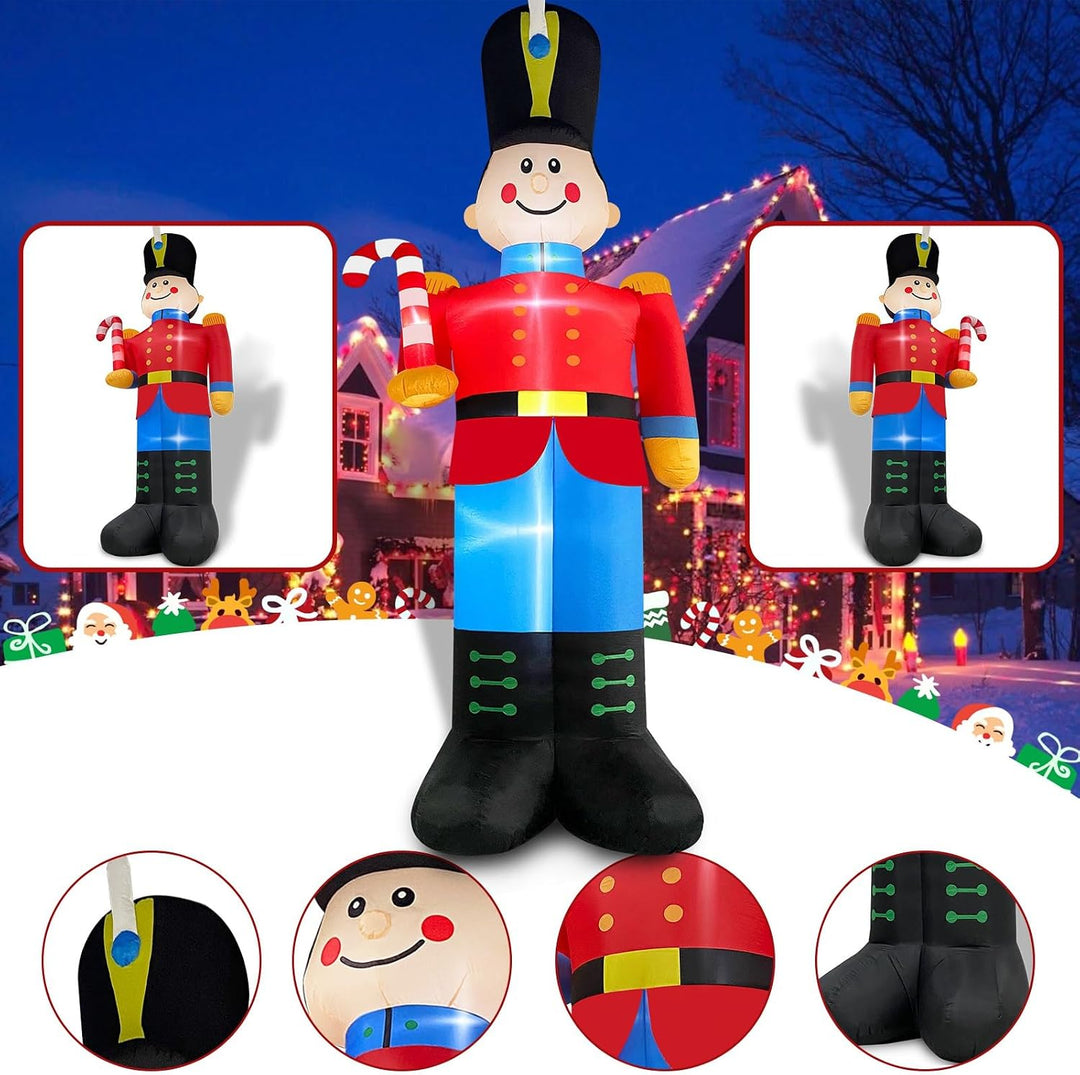 Danxilu 3,6m Aufblasbarer Nussknacker Soldat mit Zuckerstange Weihnachts Dekoration für Draussen Ein