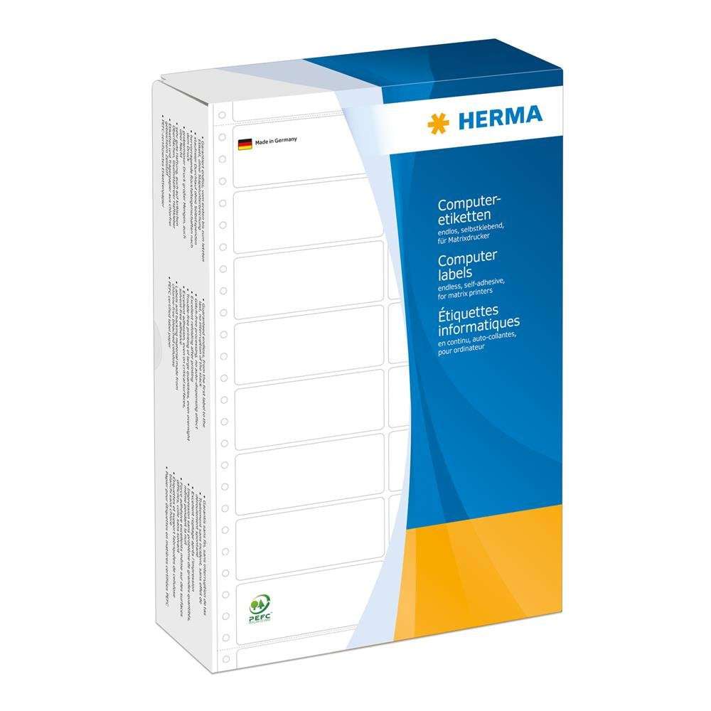 HERMA 8220 Computeretiketten endlos, 88,9 x 35,7 mm, 2-bahnig, 8000 Aufkleber, selbstklebend, Endlos