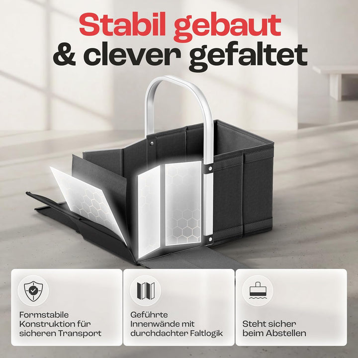 achilles Einkaufskorb aus Holz mit Obst- und Gemüsenetz, Klappbarer Korb, Picknick-Korb, Einkaufsbox