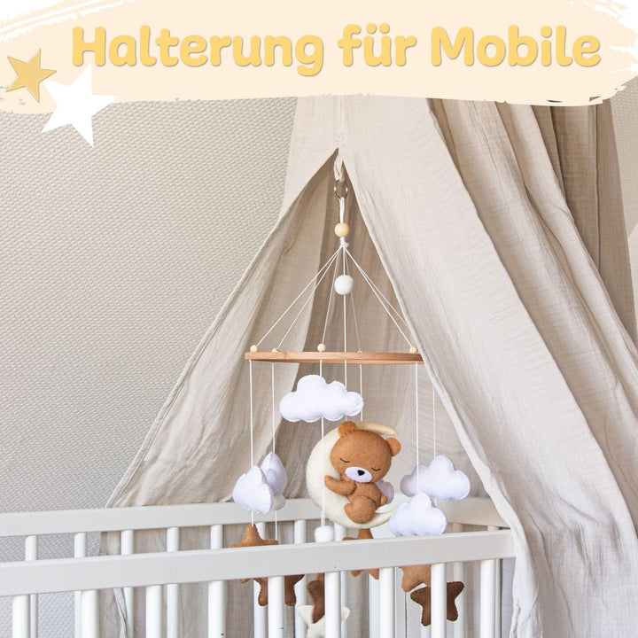 Betthimmel Babybett Stoff 130 cm – Weicher Musselin Baldachin ohne Ständer – Himmel Babybett &amp; Kinde