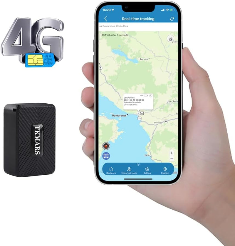 TKMARS TK913 4G GPS-Tracker Mini, 1500-mAh Akku, magnetisches Ortungsgerät, funktioniert über SMS/AP