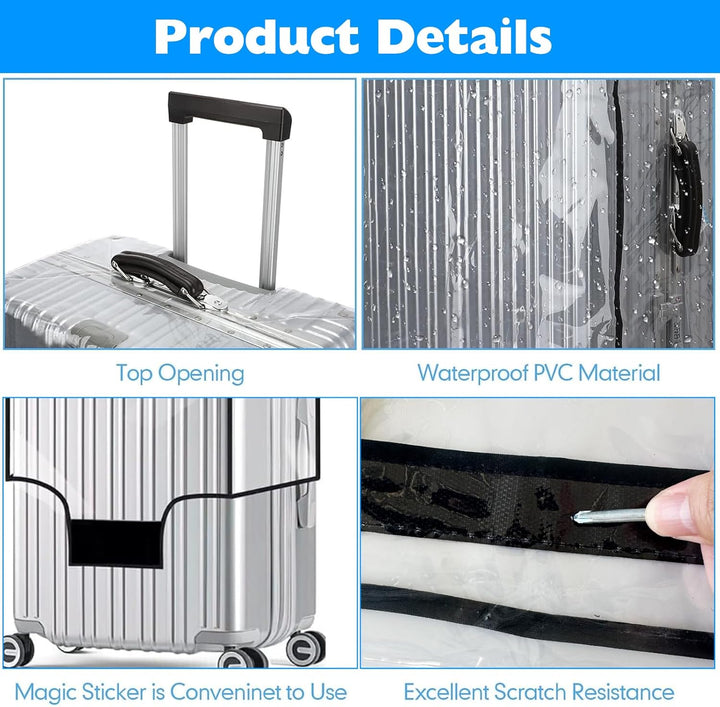KEAGAN 3 Stück Kofferhülle Kofferschutzhülle Transparente PVC Koffer Schutzhülle Wasserdicht Staubdi