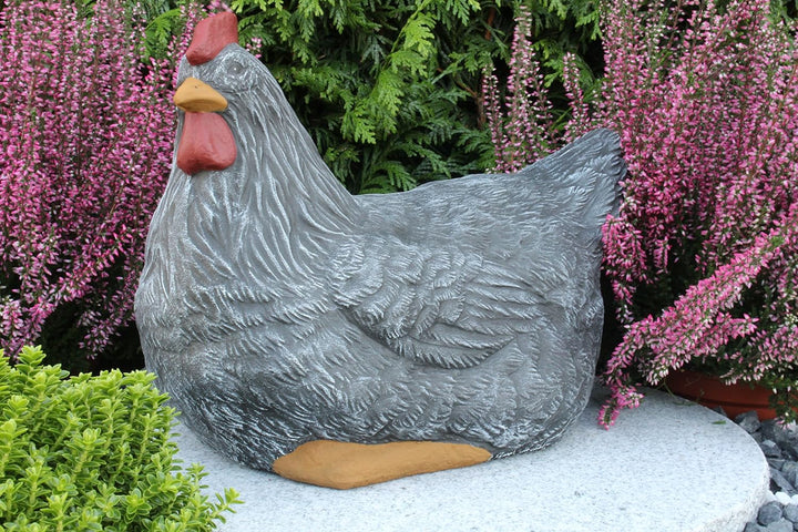 STEINFIGUREN SPICKER Steinfigur Huhn, Henne, Hahn 2er Set 135/1, 180/1 Gartenfigur Steinguss Tierfig