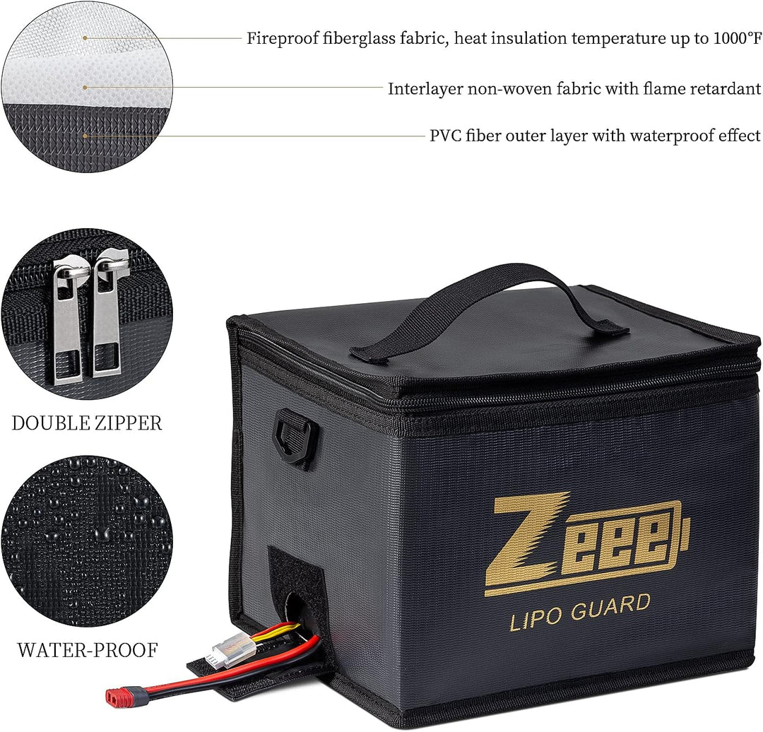 Zeee Lipo Safe Bag, feuerfeste und explosionsgeschützte Tasche, grosse Kapazität, Lipo-Akku-Aufbewah