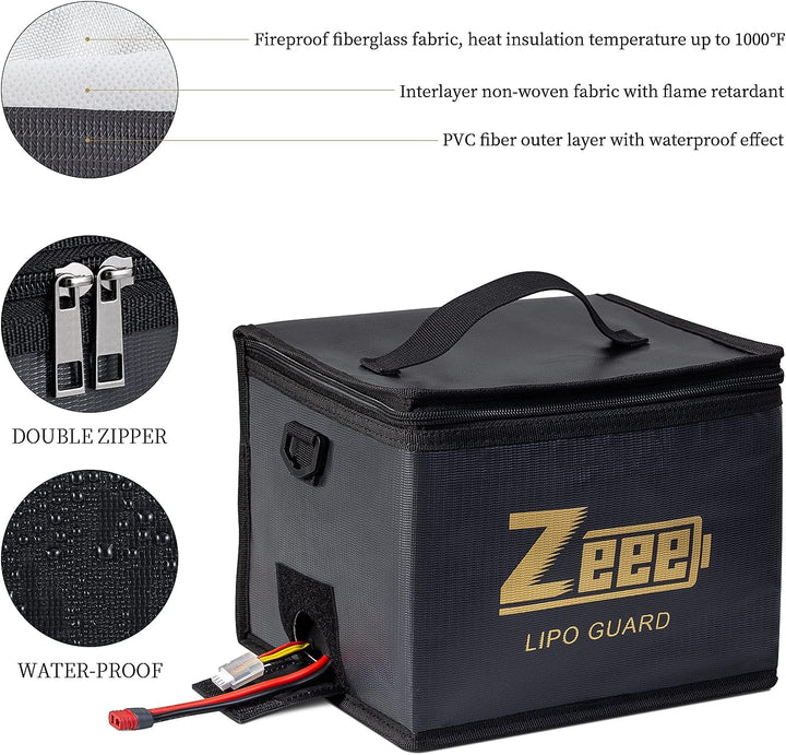Zeee Lipo Safe Bag, feuerfeste und explosionsgeschützte Tasche, grosse Kapazität, Lipo-Akku-Aufbewah
