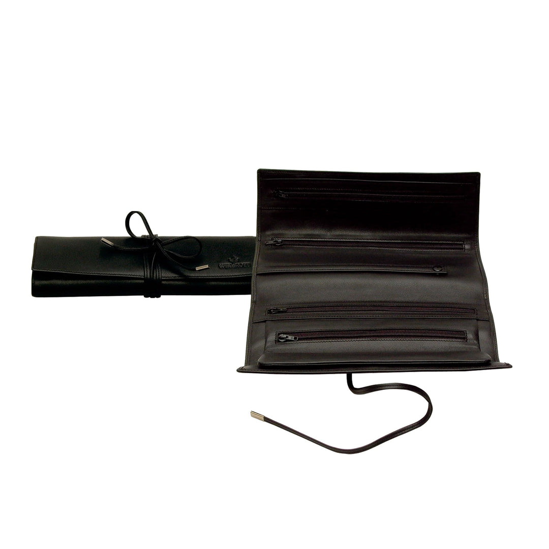Windrose Nappa Schmuckrolle 23,5 cm Leder schwarz, schwarz