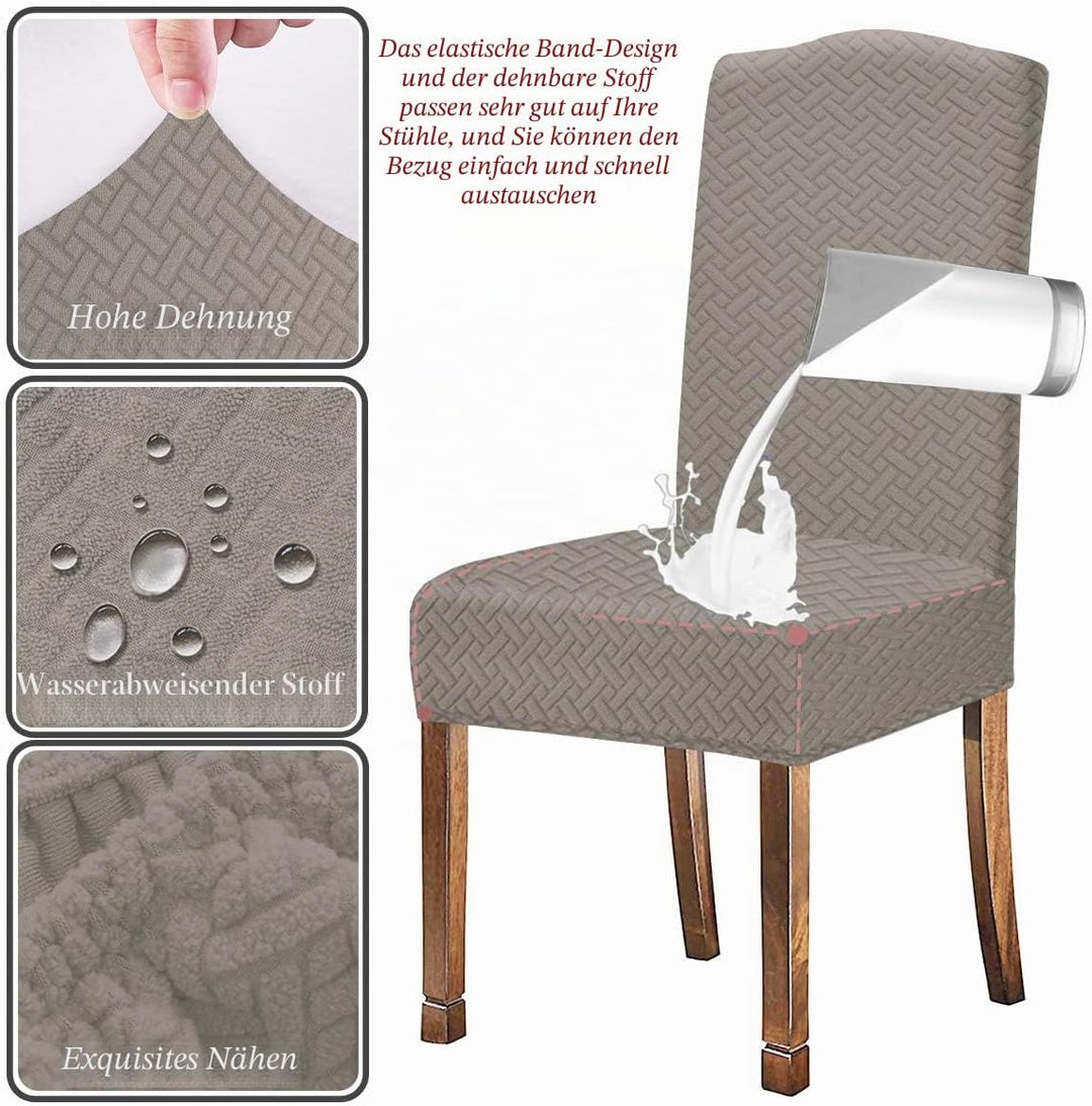 KELUINA Stretch wasserdichte Jacquard mit langem Gitter Esszimmer Stuhlhussen Home Decor, Stuhlhusse