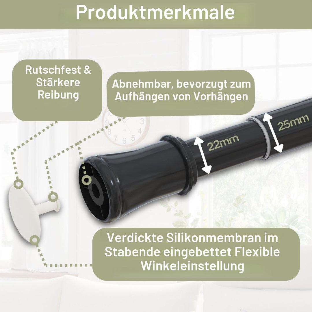 Gardinenstange ohne Bohren Teleskopstange Ausziehbare Kleiderstange zum Duschvorhangstange Einstellb