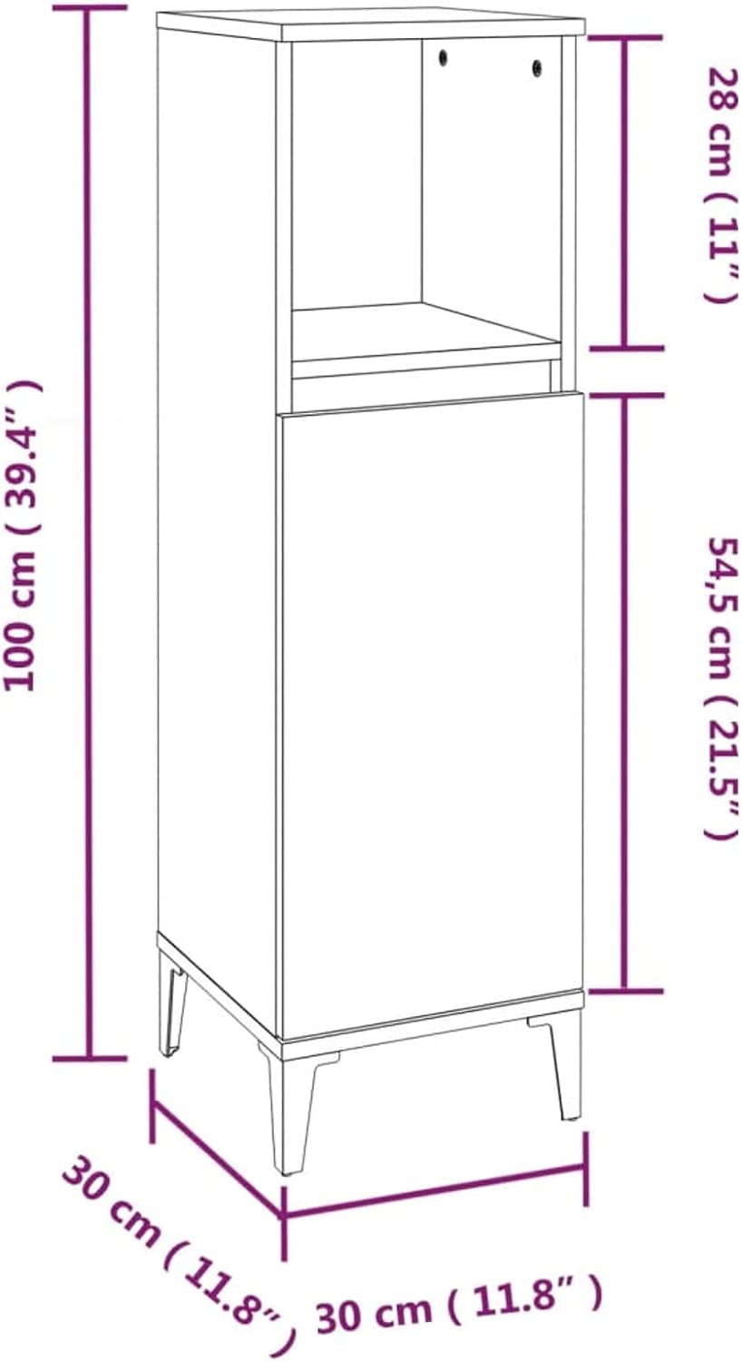 Tidyard Badezimmerschrank Mittlerer Schrank mit 1 Ablage und 2 Fächer hinter der Tür Badschrank Badr
