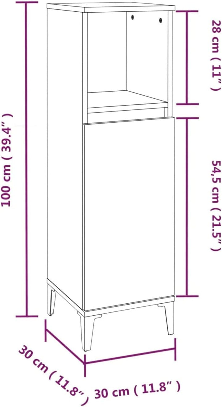 Tidyard Badezimmerschrank Mittlerer Schrank mit 1 Ablage und 2 Fächer hinter der Tür Badschrank Badr