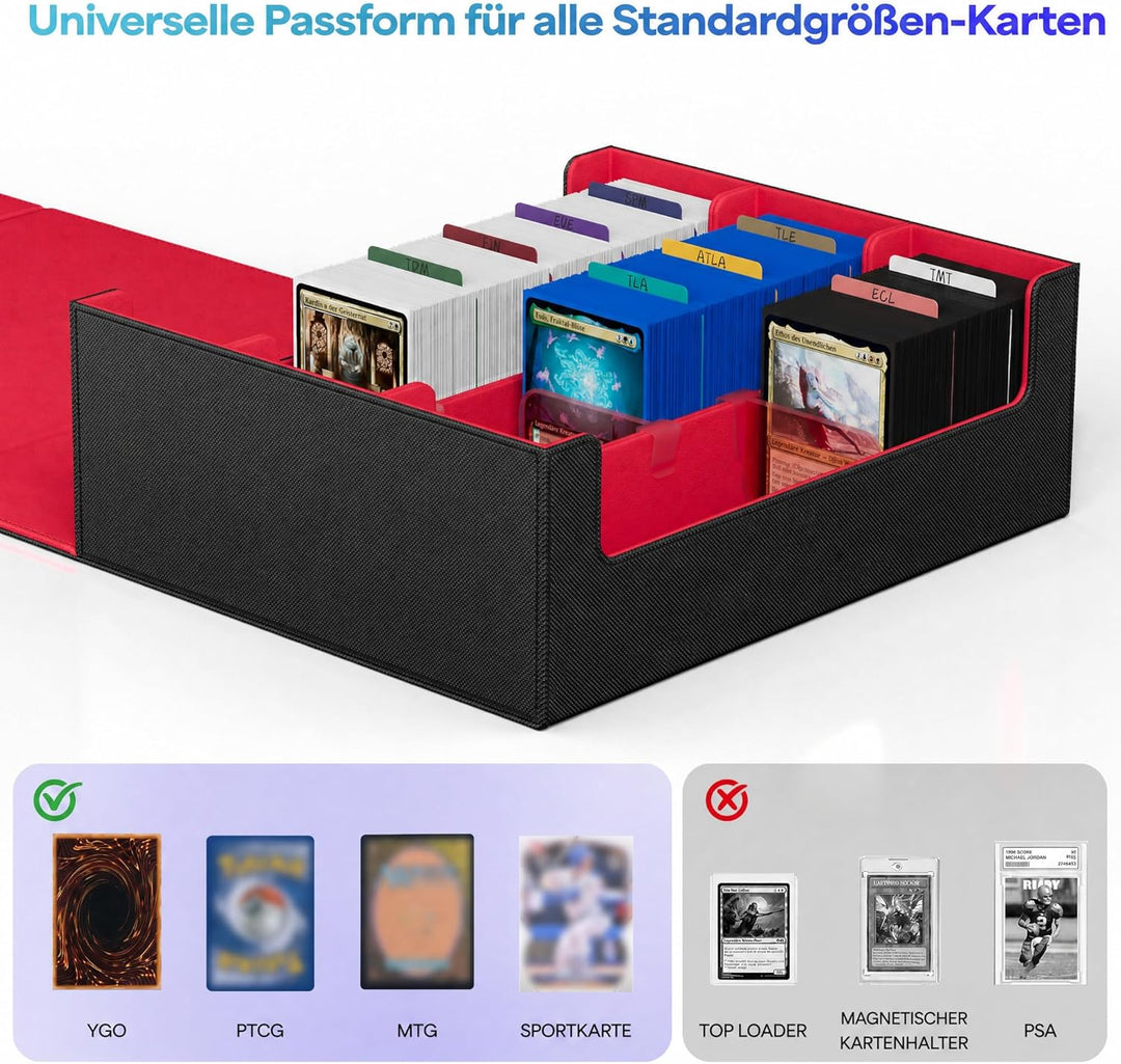 Sammelkarten-Aufbewahrungsboxen für 1800+ Karten, Premium Magnetic Deck Boxen, Leather Deck Case mit