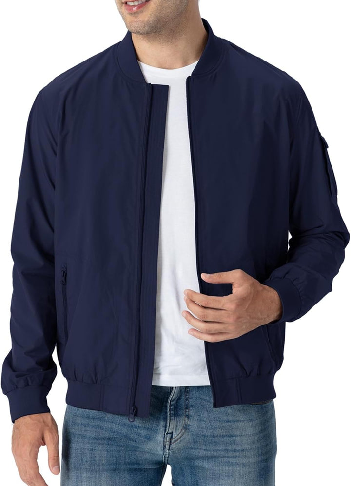 YSENTO Herren Bomberjacke Leichte Übergangsjacke Blouson Windbreaker Stehkragen Baseball Fliegerjack