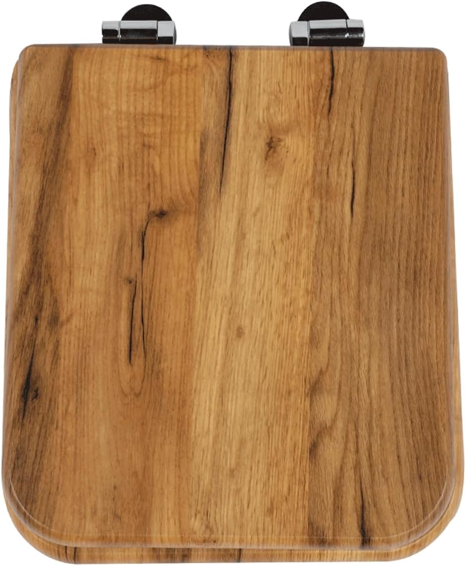 MDF-Toilettensitz, Klodeckel Holz, Premium Quadrat-Förmig Toilettendeckel Mit Soft-Close-Mechanismus