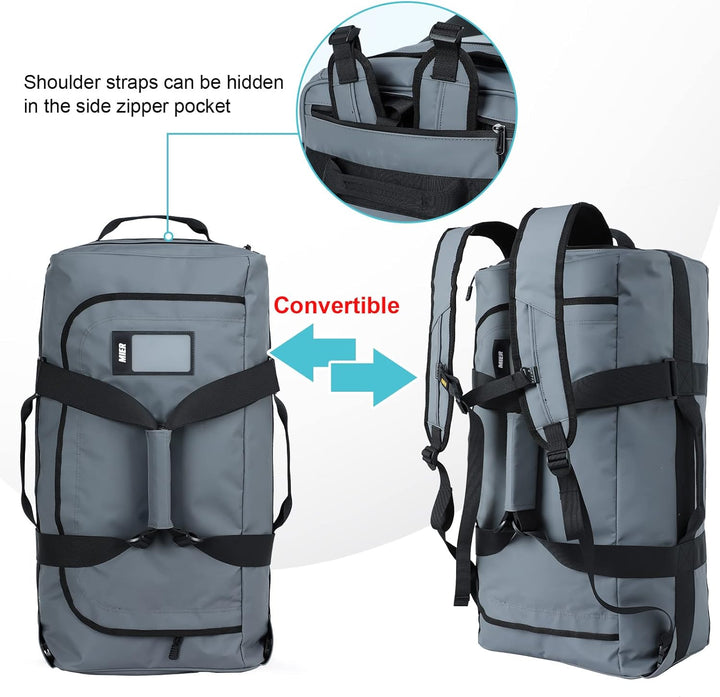 MIER Sporttasche Herren Wasserresistente Reisetasche 60L gross Heavy Duty Convertible Sportrucksack