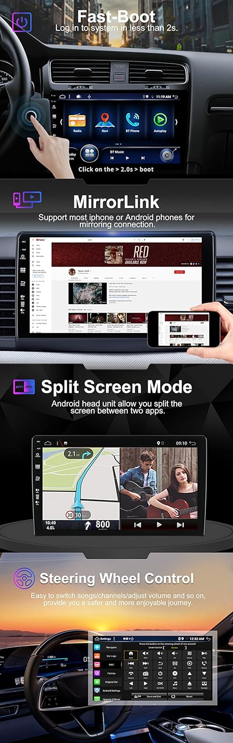SXAUTO Android 12 IPS Autoradio Passt für Audi A6 C5 S6 (1999-2004) / RS6 (2002-2006) - Eingebaut Wi
