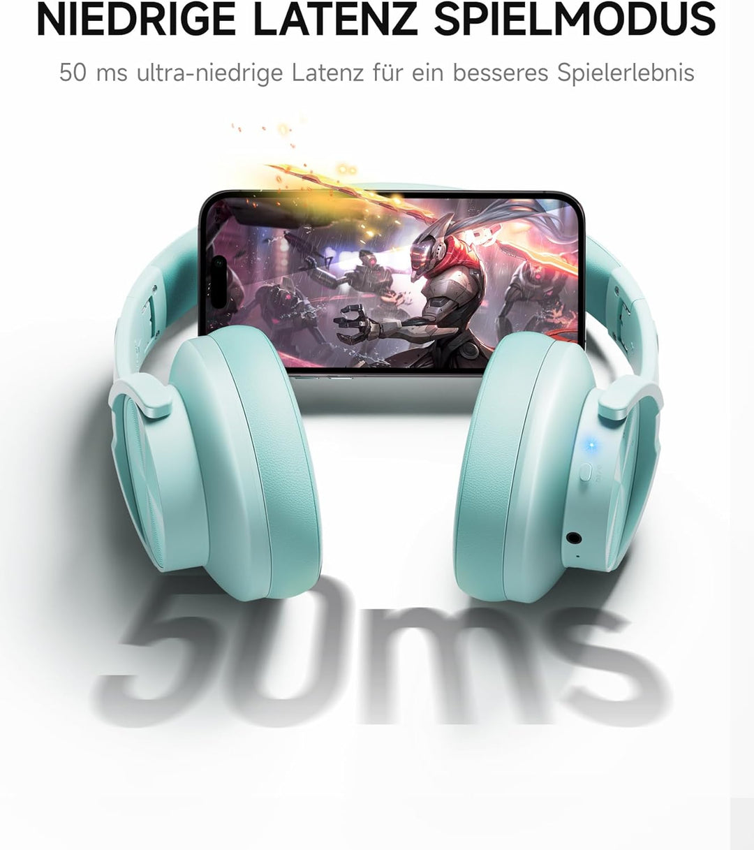 Picun B8 Bluetooth Over Ear Kopfhörer, 120H Spielzeit mit 3 EQ Modi, Niedrige Latenz, Freisprecheinr
