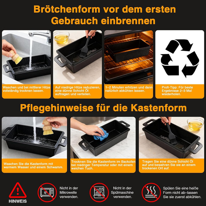 Brotbackform mit Deckel, Gusseisen Topf Brot Backen, 2-in-1 Brotbacktopf für selbstgebackenes Sandwi
