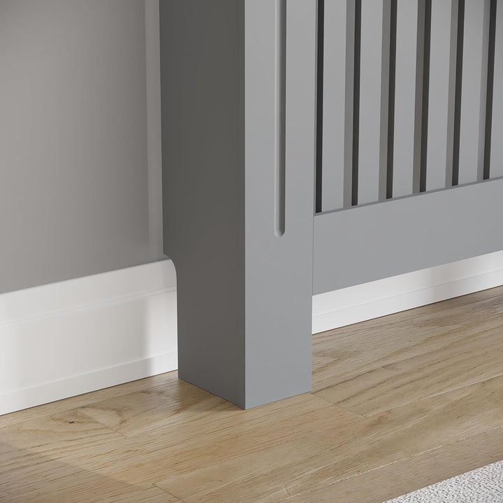 Vida Designs Chelsea-Heizkörperabdeckung, modernes Lamellengrill-Design, grau lackierter MDF-Schrank