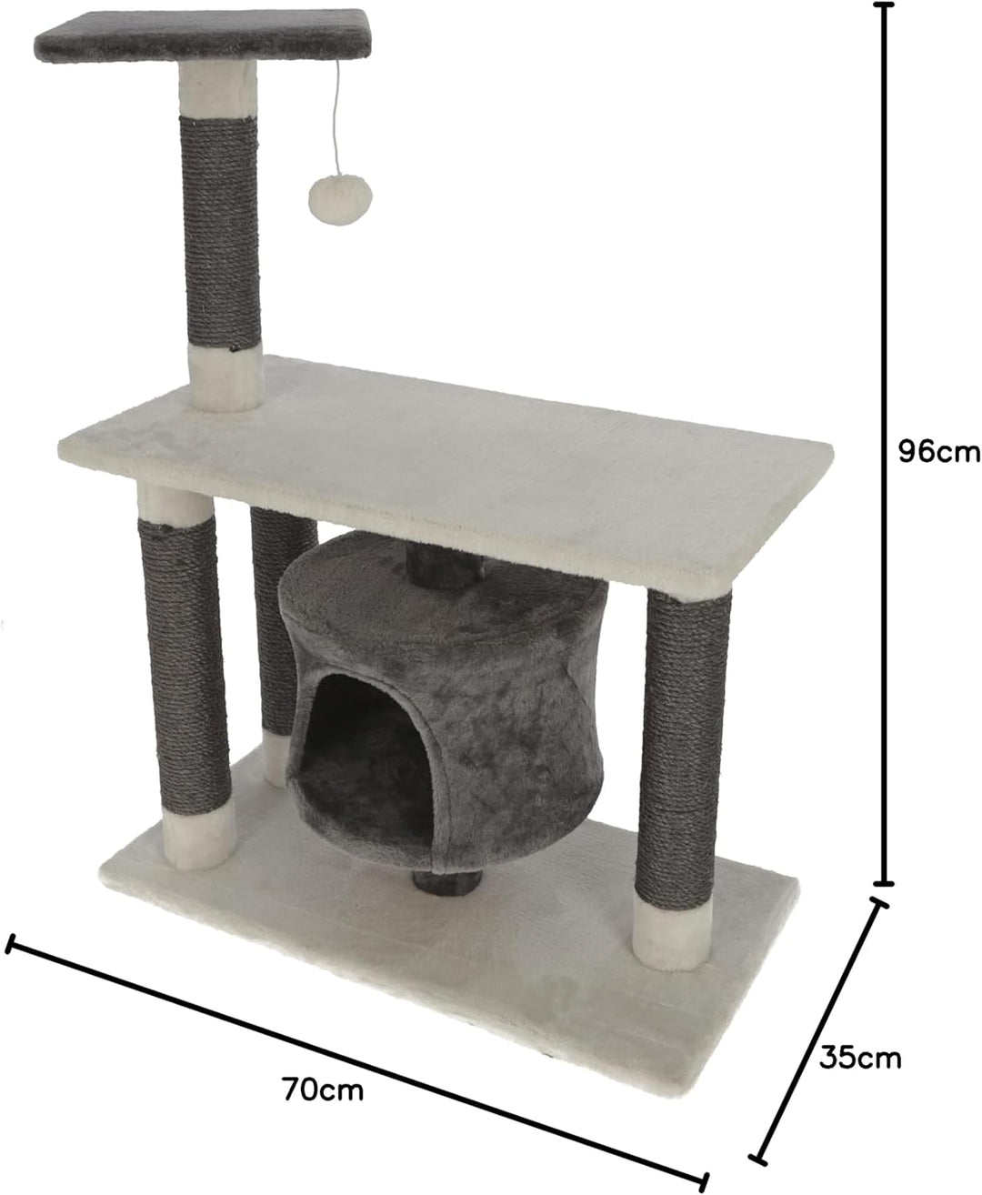 Kerbl Pet Kratzbaum Jade Darklight, Katzenbaum für kleine bis mittelgrosse Katzen, Mit Sisalsäulen/H