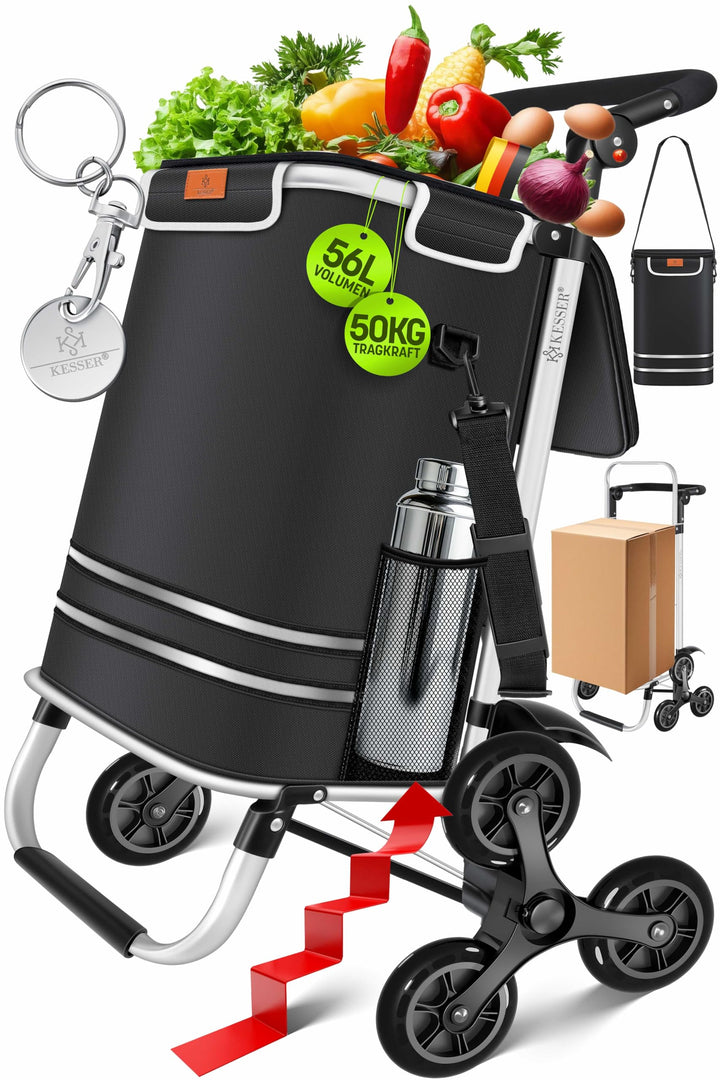KESSER® Einkaufstrolley Treppensteiger mit Kühlfach klappbar mit 56L Kapazität und belastbar bis 50k