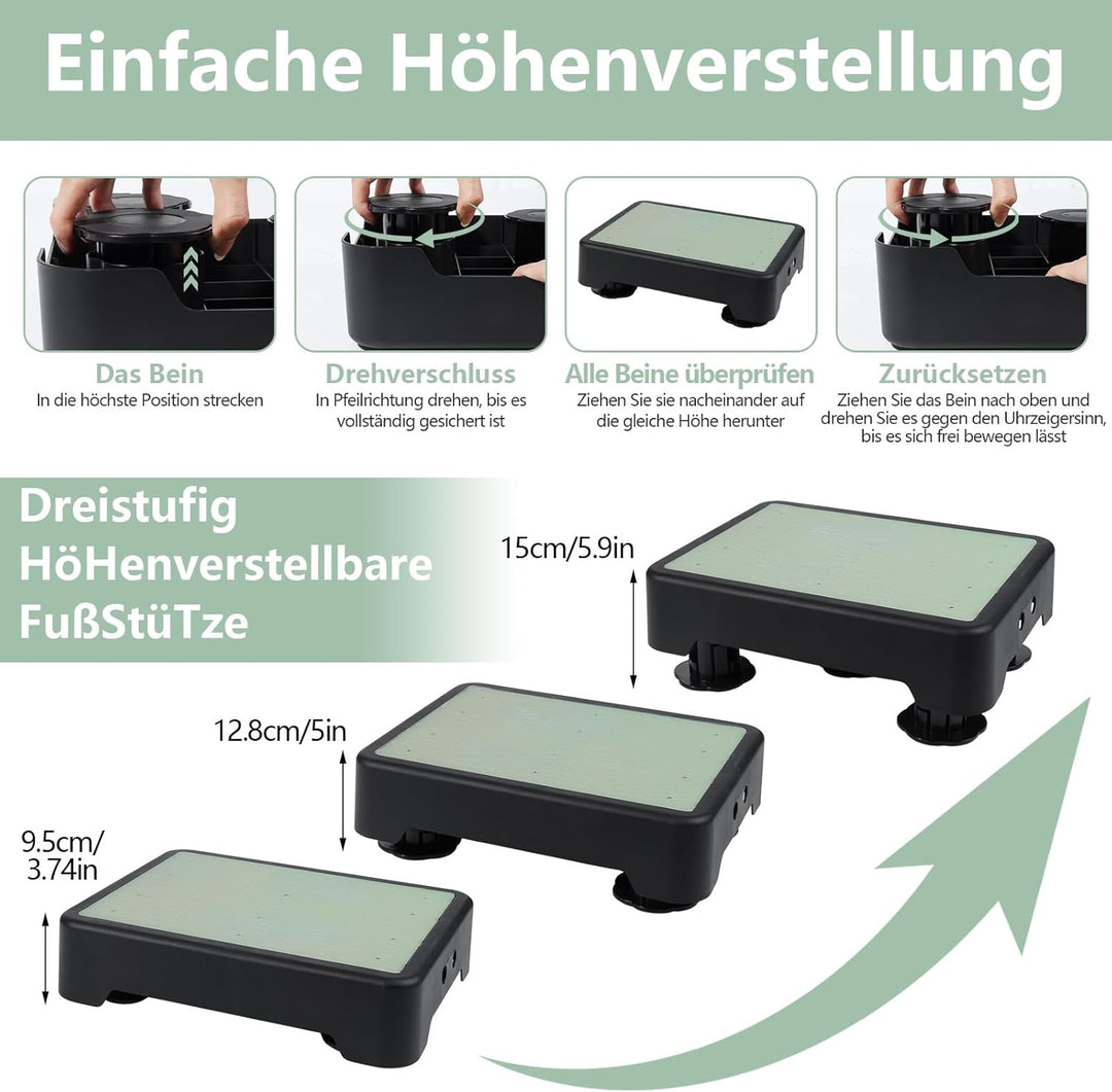 Rutschfest Halbstufe, Nachleuchtende Tritthocker, 3-stufig höhenverstellbarer, Tragbare Steighilfe &
