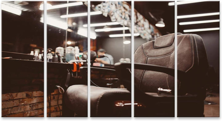 islandburner Bild auf Leinwand Barbershop Sessel Moderner Friseur Friseursalon Barber Shop Männer Bi