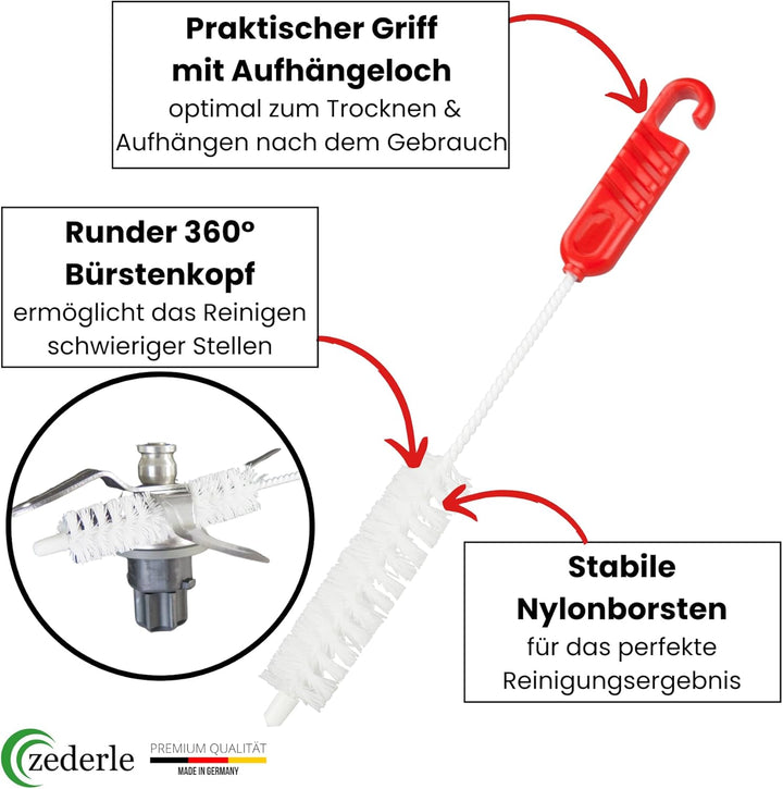 zederle 3X Mixtopf-Spülbürste &amp; 3X Messerbürste, Reinigungsbürste für Thermomix, Monsieur Cuisine, B