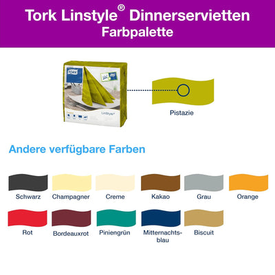 Tork 478876 Linstyle Premium Dinnerservietten Pistazie / Servietten stoffähnlich / Saugfähig / 1-lag