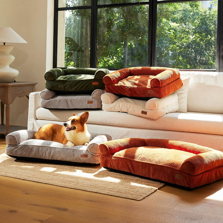 FUKUMARU Katzensofa Bett, Corduroy Gemütliches Katzenbett für drinnen mit abnehmbarem waschbarem Bez