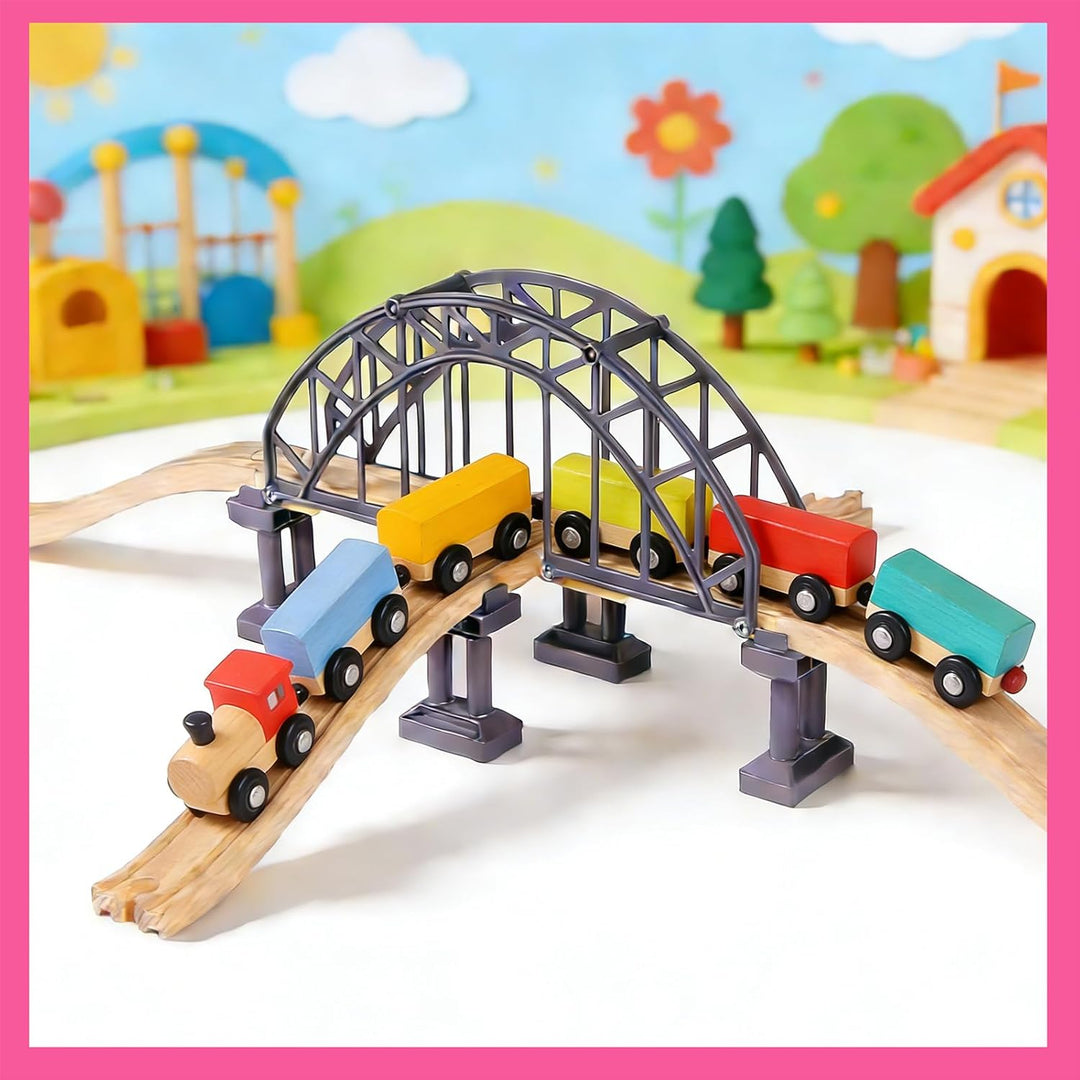 Holzeisenbahn Zubehör, Holz Eisenbahn Brückenspielzeug, Holz Eisenbahn Kinder Zug Spielzeug, Kompati