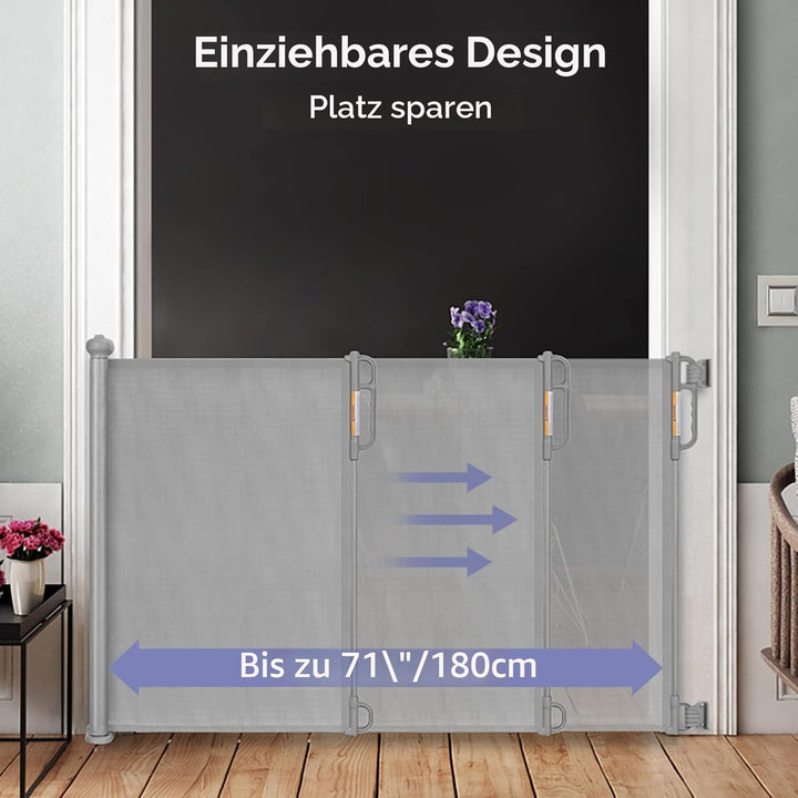 Momcozy Treppenschutzgitter Ausziehbare für Babys, 180cm 104cm Hoch, Baby Absperrgitter Treppenschut