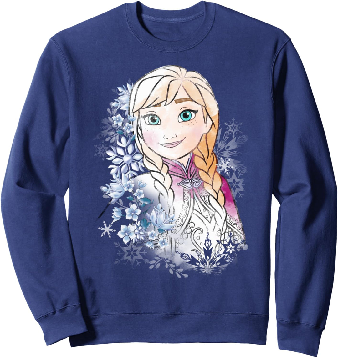 Disney Frozen Anna Floral Watercolor Portrait Sweatshirt