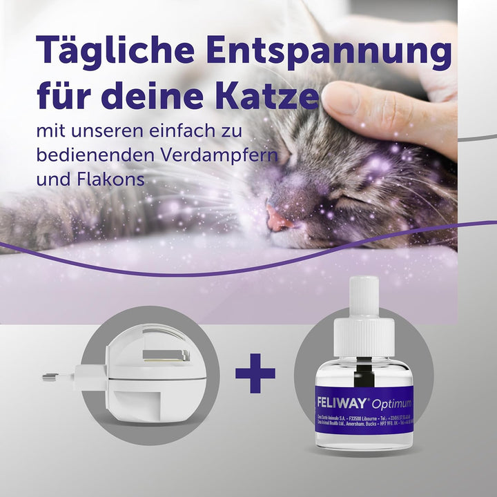 FELIWAY® Optimum Start-Set | Anti Stress Katze | Verdampfer für Steckdose & Nachfüllfkakon 48ml