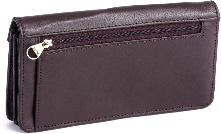 Demenbrieftasche Etui Portemonnaie aus echtem Vollnarben-Kalbsleder mit Münzfach und Druckknopf von