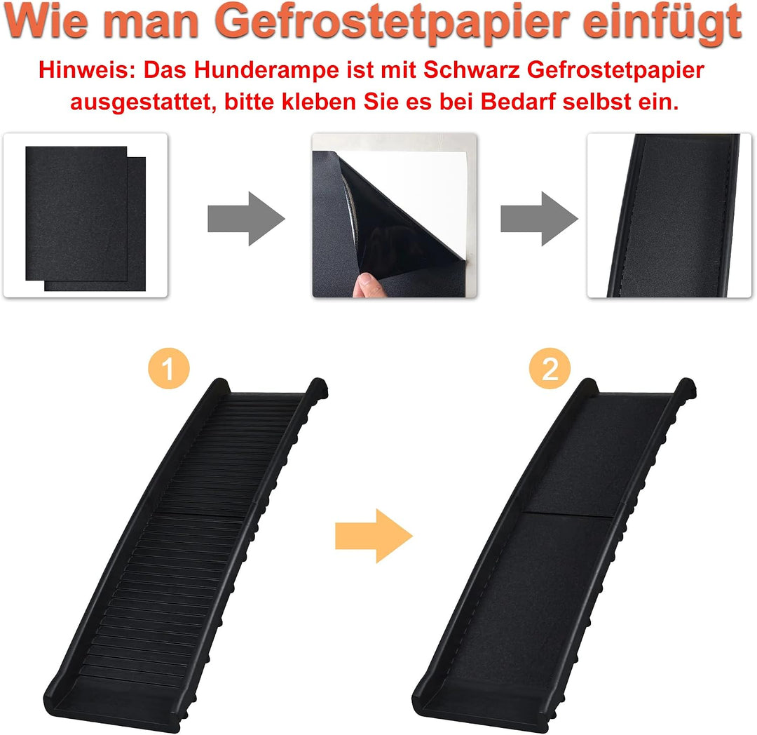 XMTECH Hunderampe Auto klappbar aus Kunststoff – rutschfeste Hunde Rampe 156×40 cm, Rampe Hund für A