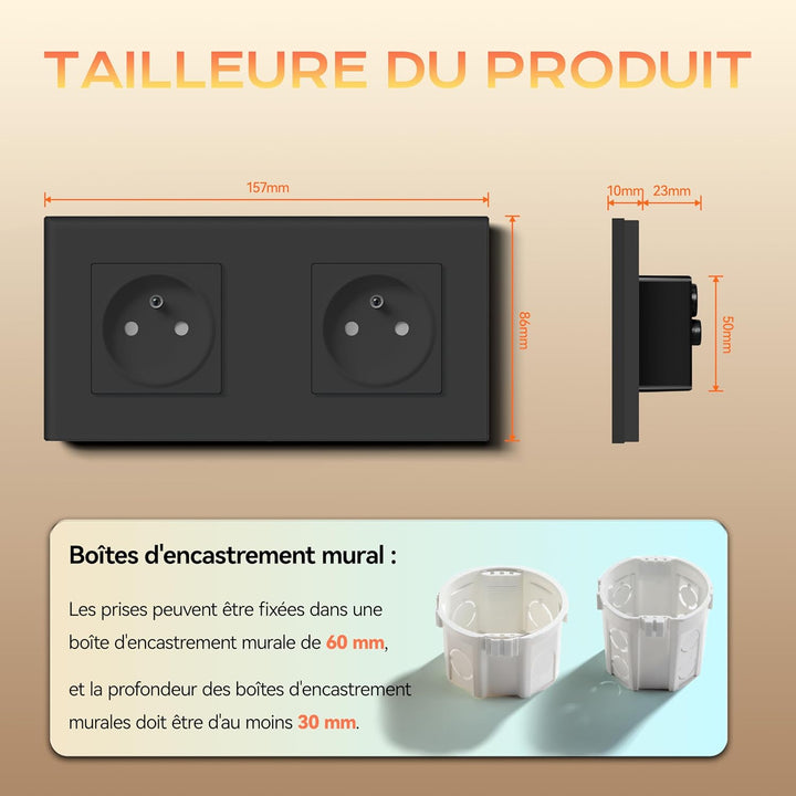 BSEED Prise murale pour alimentation secteur France Prises standard pour prises de couple séparées 1