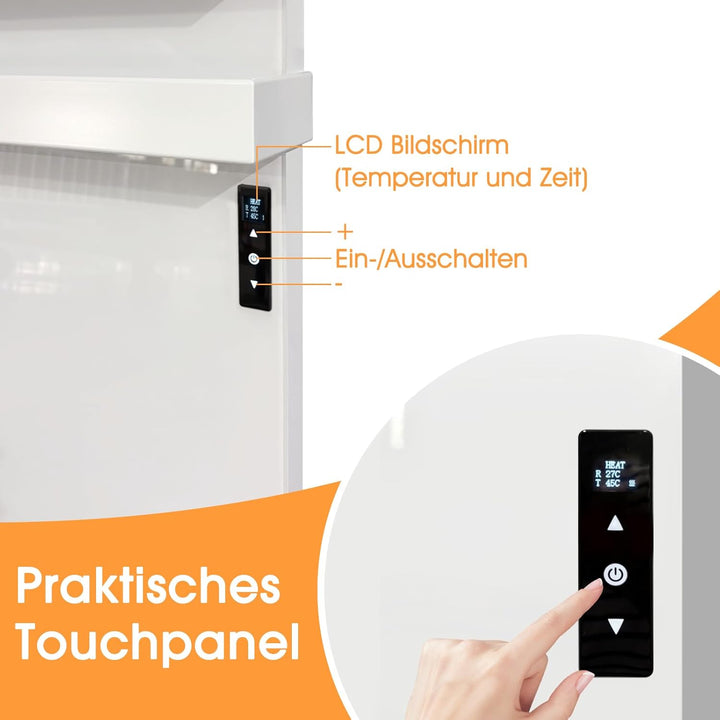 Infrarotheizung mit Thermostat 730 Watt, Bad-Heizkörper mit Handtuchhalter, Infrarot Wandheizung mit