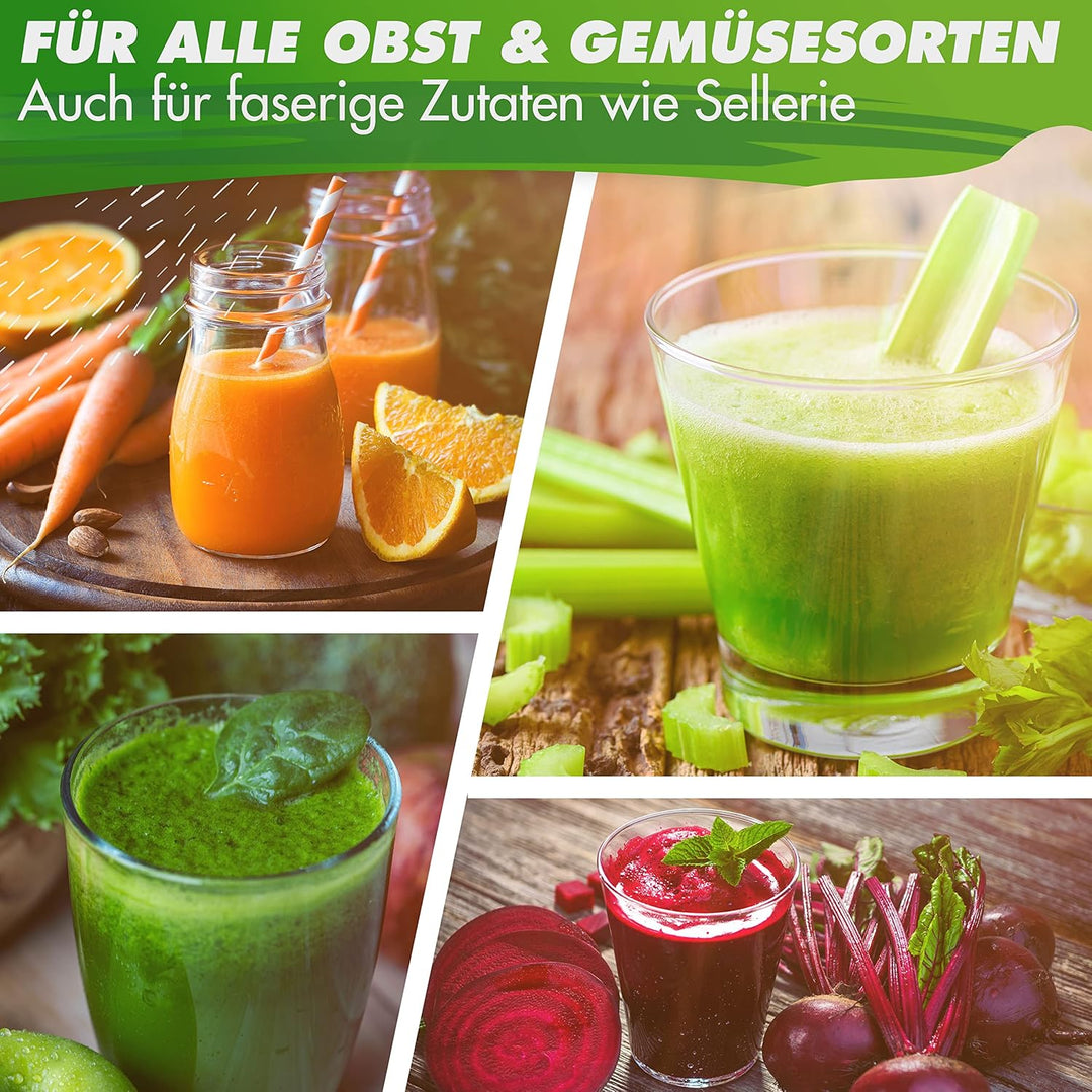 Nutrilovers Slow Juicer MINI-PRESS kompakt für Singles & Kleine Küchen DEUTSCHE MARKE Inkl. Rezeptbu