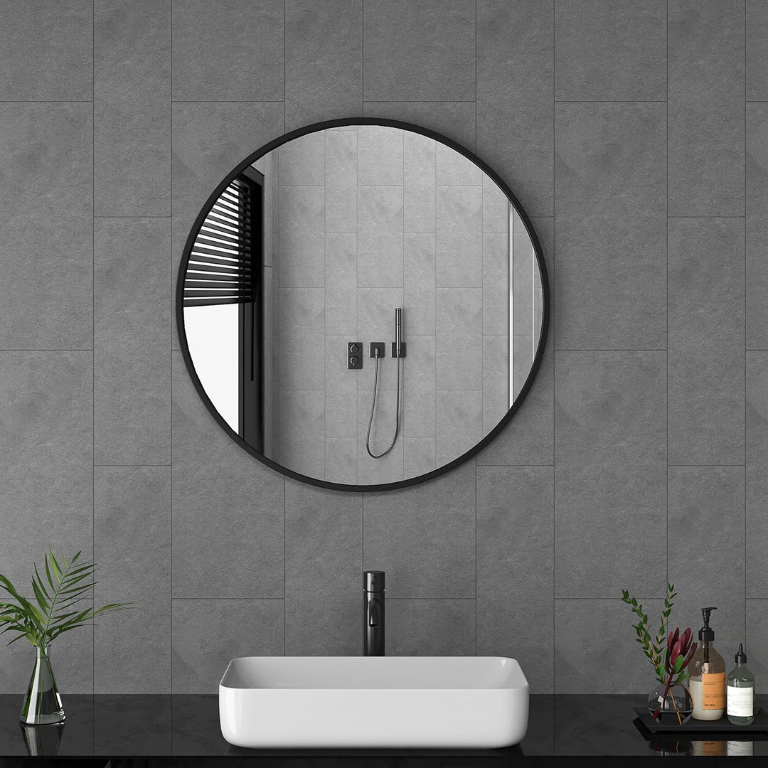 Goezes Runder Spiegel Schwarz 50cm Rund Badspiegel Badezimmerspiegel Schwarz Metallrahmen Spiegel De