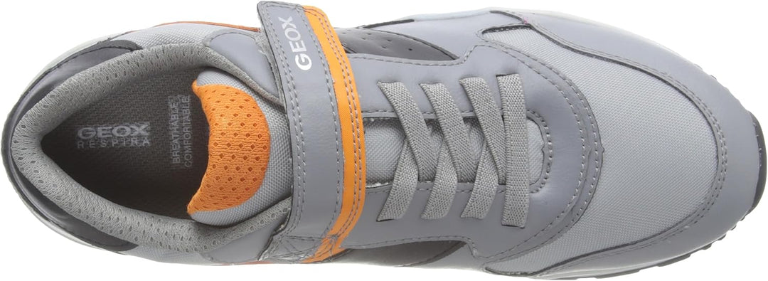 Geox Jungen J Pavel A Sneaker 24 EU Grey Orange, 24 EU Grey Orange