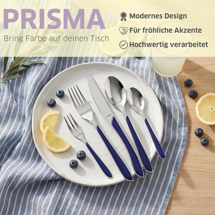 Kuppels Prisma Besteck Set für 6 Personen aus Edelstahl poliert | Besteckset 24-teilig | Hochwertige