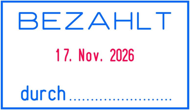 Trodat Professional Datumsstempel 5460 L2 – Selbstfärbend mit Deutschem Text BEZAHLT – Abdruck Rot u