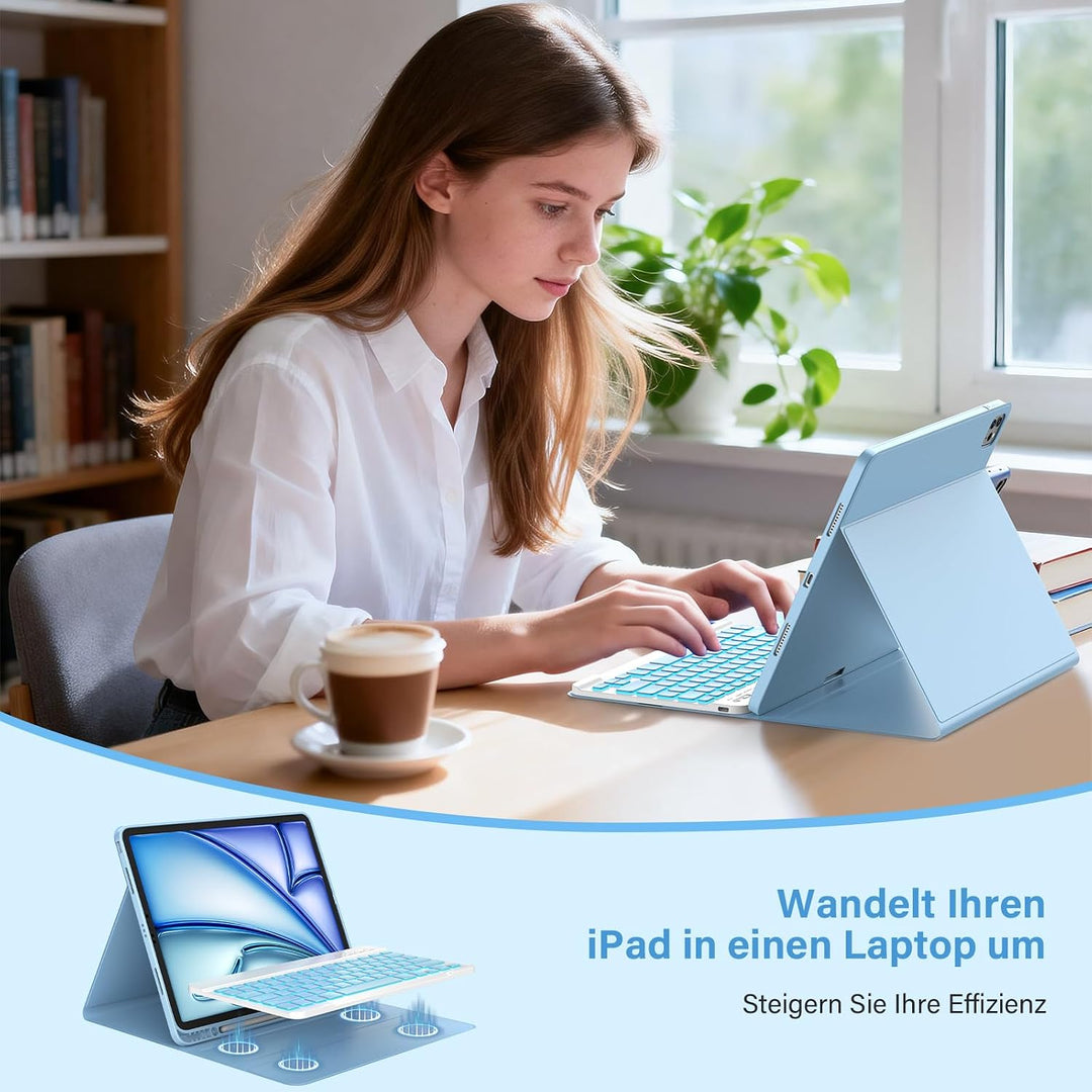 CC Store Hülle mit Tastatur für iPad Air 13 Zoll M3 2025/M2 2024, iPad Pro 12.9 Zoll 6/5/4/3 Gen, Ma