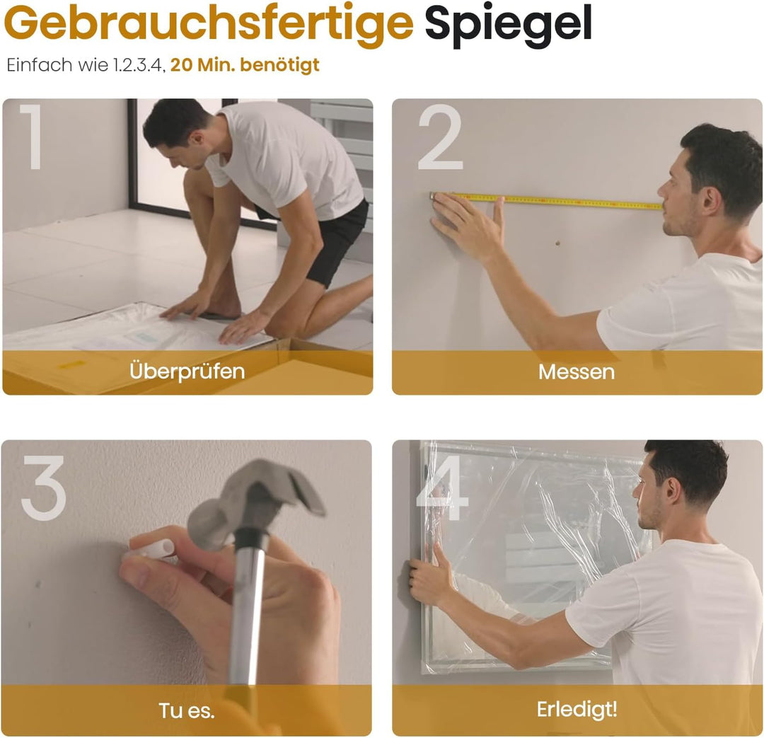 EMKE® 7 in 1 Badspiegel mit Beleuchtung 100x60cm Badezimmerspiegel 3000K/4000K/6500K Touch+Dimmbar+B