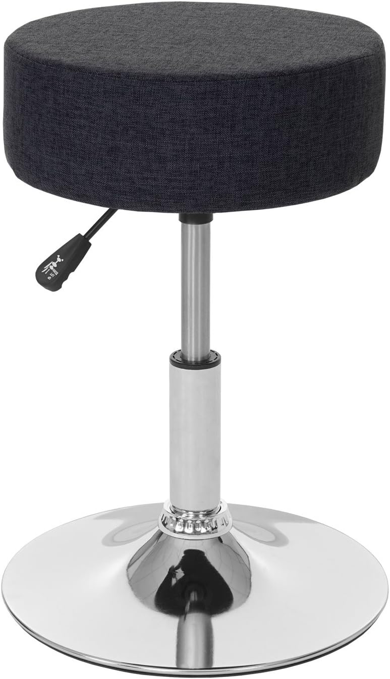 Mendler Hocker HWC-C22, Sitzhocker Schminkhocker, höhenverstellbar Ø 35cm - Textil, dunkelgrau