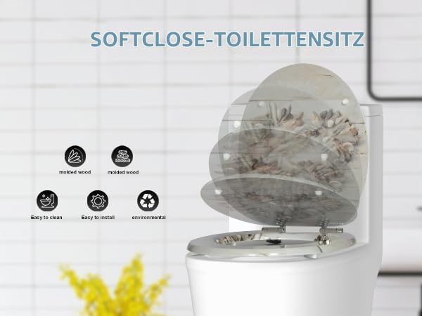 MDF-Toilettensitz mit Soft-Close-Mechanismus, O-förmiger Toilettensitz mit verstellbaren Scharnieren